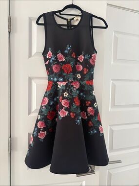 ERIN by Erin Fetherston Black Floral Fit-and-Flare Dress
